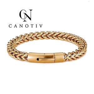 Pulsera de Cadena Dorada para Hombre y Mujer, Acero Inoxidable, Huesos de Dragón, Cadena de Eslabones, Joyería de Muñeca Moderna - Product Image 1