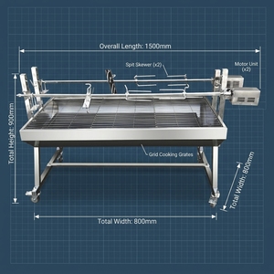 Grand <span class=keywords><strong>barbecue</strong></span> rotatif au charbon de bois, rôtissoire automatique à double broche, deux moteurs, pour cuisson extérieure - Product Image 2