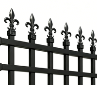 Clôture en acier noir de style européen avec embouts en fleur-de-lis, balustrade de sécurité ornementale thermolaquée pour villa, jardin