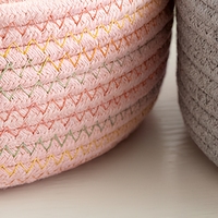 Panier de rangement rond en corde de coton tressée, organiseur en tissu pour cosmétiques, jouets, clés, bijoux, articles de toilette
