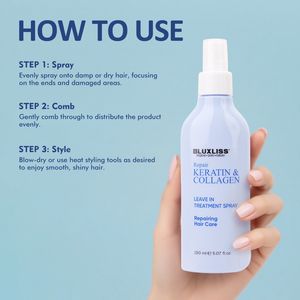 رذاذ للشعر لإصلاح تلف الكولاجين والكيراتين من LUXLISS ، بخاخ ترطيب وحماية من الحرارة ، رذاذ شعر خفيف لامع ومصنوع من رذاذ الشعر - Product Image 5