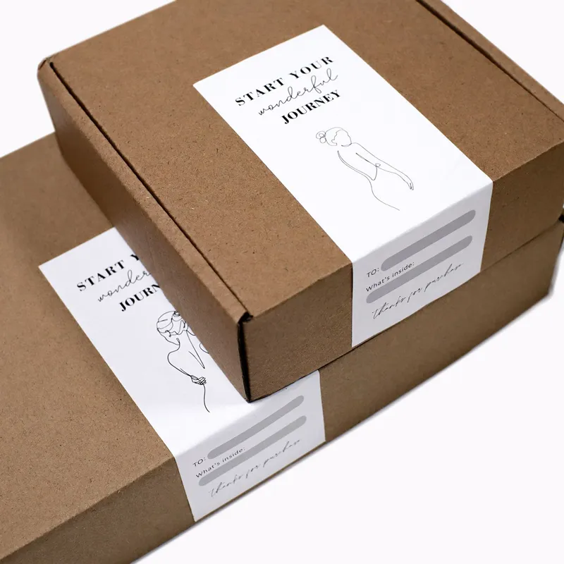 브랜드 로고 금박 인쇄 방수 3D 비닐 재료 접는 우편물 상자 라벨 스티커 배송 상자 포장 코팅