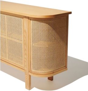 Modern Europe Design Kitchen Cabinets New Wood <strong>Wicker</strong> Cupboard <strong>Sideboard</strong> with Cane Dining Furniture - Product Image 1
