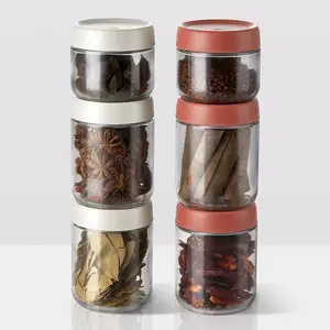 Good quality airtight storage jars 280ml 450ml clear glass jar for sugar spice snacks with plastic caps