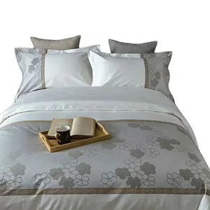 Hotel balfour king white bed sheets,hotel bedsheets bedding set 100% cotton Jacquard patchwork printing 300TC for usa