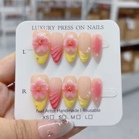 Transfrontalier européen et américain français 3D vague Texture fleur portable détachable faux ongles produit fini en gros