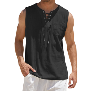 Camiseta sin Mangas de Lino y Algodón para Hombre con Logotipo Personalizado, Camiseta Informal sin Mangas de Algodón para Playa, Estilo Hippie, Ropa Deportiva, Camiseta Holgada para Hombre - Product Image 4