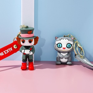 3D 귀여운 PVC 만화 앨리스 키체인 스테인리스 스틸 고무 원더랜드 연인 시리즈 키체인 자동차 가방 펜던트 키링 - Product Image 6