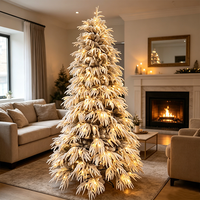 Hochwertiger Luxus-Weihnachtsbaum mit PE-Weidenzweigen gemischt mit PVC-Spitzenzweigen, Vorbeleuchtet und Beflockt, für Weihnachtsdekoration