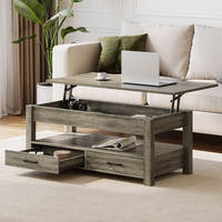 Ensemble de table basse en bois moderne et durable Combohome avec rangement, plateau relevable, montage facile pour le salon