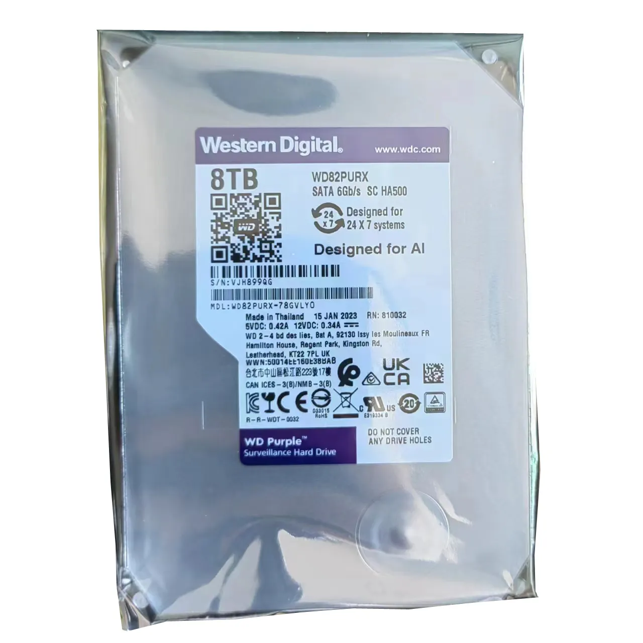 Hdd mor 3.5 inç 1Tb 2Tb 4Tb 6Tb 8Tb 10Tb 7200Rpm 5400Rpm gözetim Hdd Cctv Dvr Nvr için