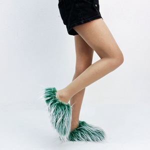 รองเท้าแตะขนฟูสีพื้น ลดราคาสุดฮอต สไตล์เก๋ ใส่สบาย เหมาะสำหรับเดินทาง ไซส์ใหญ่ แฟชั่นสำหรับผู้หญิง รองเท้าแตะปิดนิ้วเท้า - Product Image 3