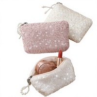 Dompet Koin Payet Dompet Mini Poliester Gaya INS Fashion Wanita Kantong Ritsleting Portabel Tas Ganti Kecil Bergaya untuk Anak Perempuan Tas Perjalanan