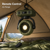 2026 Camping-Ventilator mit Fernbedienung, bürstenlosem Motor, 100 Geschwindigkeiten, Typ-C-LED-Licht, wiederaufladbar, 10000mAh Akku, Kunststoff, energiesparend