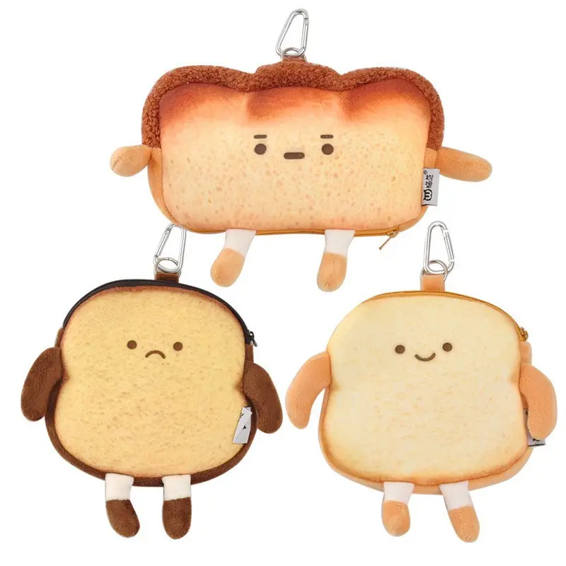 Novelty Cute Plush Bread Cartoon Cute Bread Food Wallet Coin Purse Key Chain