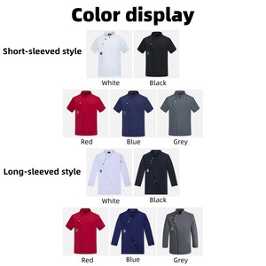 Divisa <span class=keywords><strong>da</strong></span> Chef FUYI Unisex a Maniche Corte Estiva Leggera Traspirante in Poliestere/Cotone Twill Giacca <span class=keywords><strong>da</strong></span> Chef per Ristorante e <span class=keywords><strong>Bar</strong></span> - Product Image 4