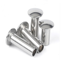 Rivet semi-tubulaire à tête ronde en acier inoxydable DIN 7340 avec tige à demi-trou CLASSE 4 Brillant 5/16 po