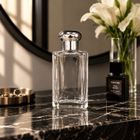 Flacon de parfum en verre de luxe 50 ml, noir mat, vaporisateur, emballage de parfum