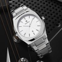 Montre de luxe pour homme HOURLY de haute qualité, en acier inoxydable plaqué bleu, octogonale, décontractée et élégante