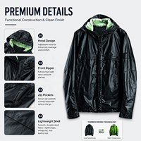 Manteau long à capuche réactif à la température, noir à vert, imperméable, pour homme