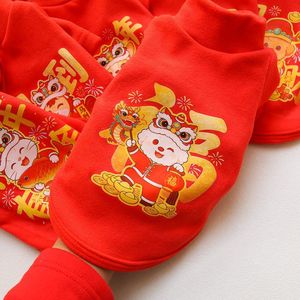 Camiseta de cuello alto roja para mascotas, diseño de caballo del Año Nuevo Chino, ropa para perros, camiseta térmica de otoño e invierno - Product Image 4