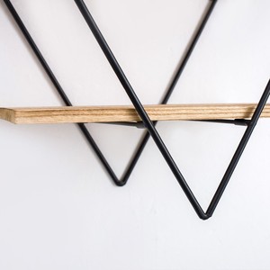 Nordic Style Wall <b>Shelf</b> Diamond Black Iron Wood 3 Tier Storage <b>Rack</b> For Living Room Bedroom Home Organization - Product Image 4
