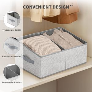 6-Gói Lưu Trữ Lớn Thùng Có Thể Gập Lại Tủ Quần Áo Tổ Chức Xử Lý Vải Grey Container Cho Sách Đồ Chơi Ví Khăn - Product Image 3