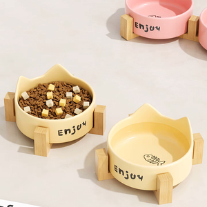 Minimalist Sofistike Tarzda Düz Desenli, Dik Durması Kolay, Boyun Koruyucu Seramik Evcil Hayvan Mama ve Su Kabı (Kediler ve Köpekler için) - Product Image 4