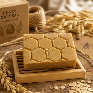 Savon nourrissant au miel et à l'avoine, procédé à froid, avec texture exfoliante douce pour une routine quotidienne de soin de la peau - Product Image 5