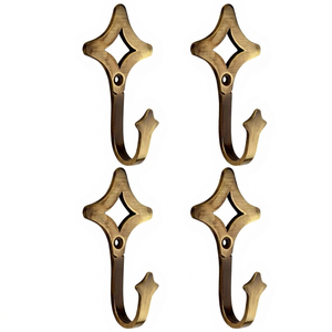 Juego de 4 Ganchos de Pared de Latón Vintage, Forma Poligonal, Resistentes al Óxido, para Colgar Abrigos en Puerta o Pared - Product Image 1