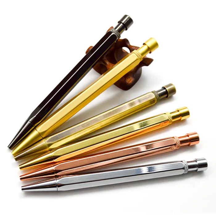 جديد مخصص النحاس النحاس القلم 6 سداسية شكل النحاس المواد هدية من المعدن القلم