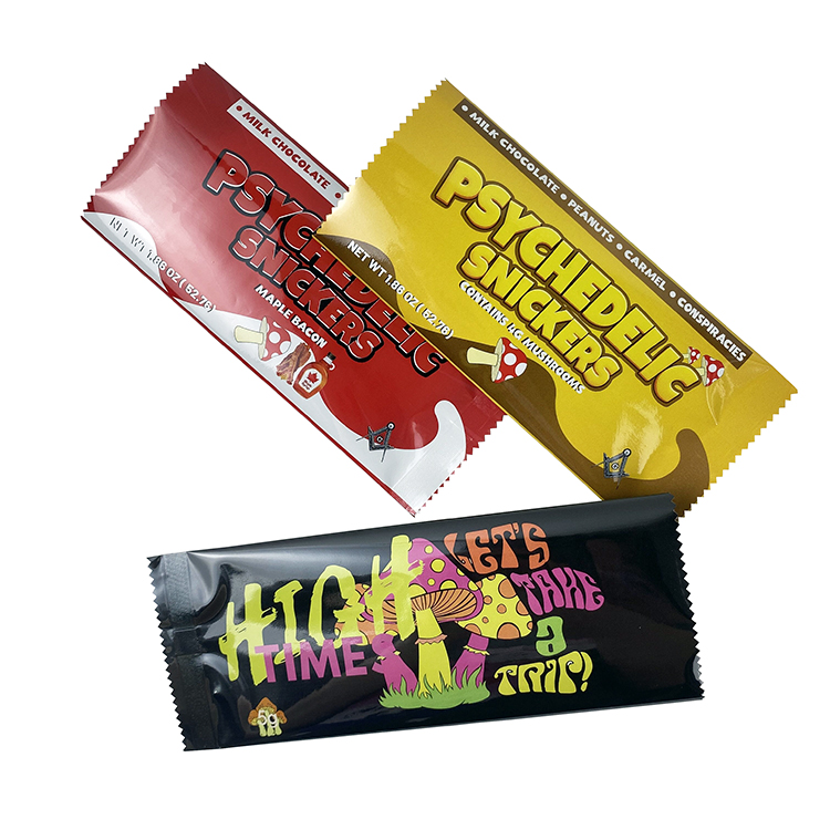 Custom Printed Heal Seal Food Grade Back Side Sealed Sachet Plastic Snack Pack Energy Bar Wrapper Packaging Chocolate Bag