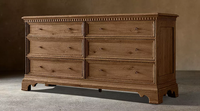 Meuble de rangement Rhoohill personnalisé en chêne, style campagne française vintage, commode à 6 tiroirs en bois massif