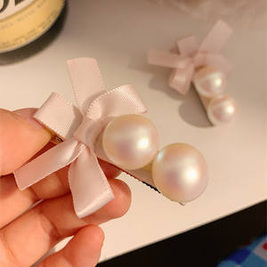 اللؤلؤ الوردي الحلو الوردي الشريط القوس الجانب النساء المتقدمة اكسسوارات الشعر منقار البط غطاء الرأس دبوس الشعر الفتيات الديكور الشعر - Product Image 2