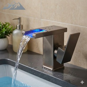 Robinet cascade LED Wayon pour lavabo, lavabo de comptoir, lavabo sous plan, robinet d'eau froide et chaude pour la maison - Product Image 1