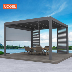 Pergola 전망대 및 파빌리온 방풍 지퍼 트랙 쉐이드 용 야외 방풍 지퍼 트랙 전동 롤러 블라인드 전동 커튼 - Product Image 1