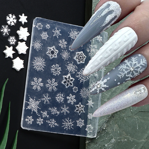Flocons <span class=keywords><strong>de</strong></span> <span class=keywords><strong>neige</strong></span> Nail Art Silicone Moule Hiver Chandails Gel Imprimer Pochoirs En Relief Papillons Fleur Nail Sculpture Modèles Outils - Product Image 1
