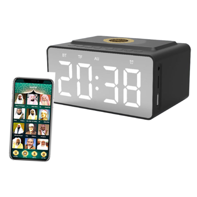 New Arrival Azan Abdul Basit Abdul Samad Islamic Muslim Azan Clock Electronic Quran Speaker with White Noise Rain