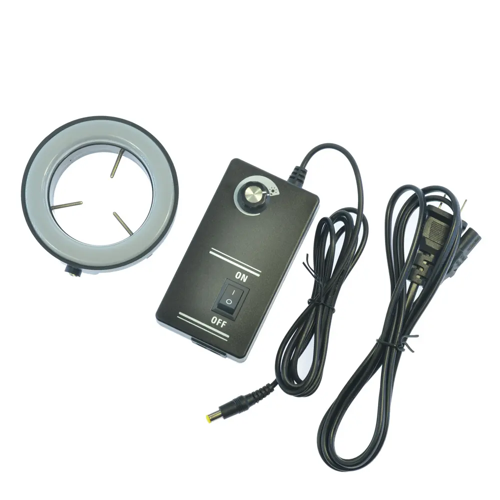 20 LED Ring Light Microscope Light Source for Monocular Lens Illumination Adjustable Dimmer Control DC12V Power Supply
