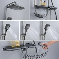 Source Usine Carré Salle De Bains Système De Douche Pistolet Gris Baignoire Mitigeur Robinet Chaud Froid Salle De Bains Robinet Pluie Douche Ensemble