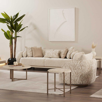 Ensemble de canapés et fauteuils modulaires haut de gamme en tissu blanc cassé, style italien moderne, pour salon
