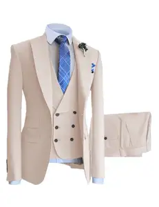 ビジネスジャケット + パンツ + ベストウェディングドレス3点セット脂肪を加えて拡大したラージスーツセット