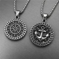 Pendentif Médaille Vintage en Acier Inoxydable pour Hommes, Collier Ancre Rétro, Style Orthodoxe, Bijou Tendance Mode Océanique DMP 176