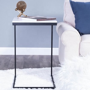 High Quality Modern <b>Side</b> <b>Table</b> Iron with Shiny <b>Marble</b> Top Rust Proof Black Powder Coat Set for Living Room - Product Image 5