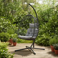 Fauteuil suspendu en rotin tressé, livraison directe usine, pour maison, bureau, jardin, terrasse extérieure, mobilier de jardin, chaises suspendues pliantes en forme d'œuf