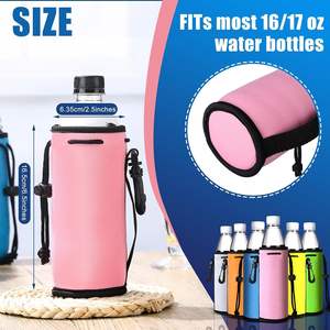 Manchon de bouteille d'eau isotherme en néoprène personnalisé avec logo, fermeture éclair et motif lettres colorées – Conception fournisseur - Product Image 2