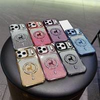 Coques de téléphone magnétiques à double dégradé de couleur, avec poudre scintillante électro-plaquée et diamants, pour femmes, de la marque BAILI Factory, pour iPhone 18.