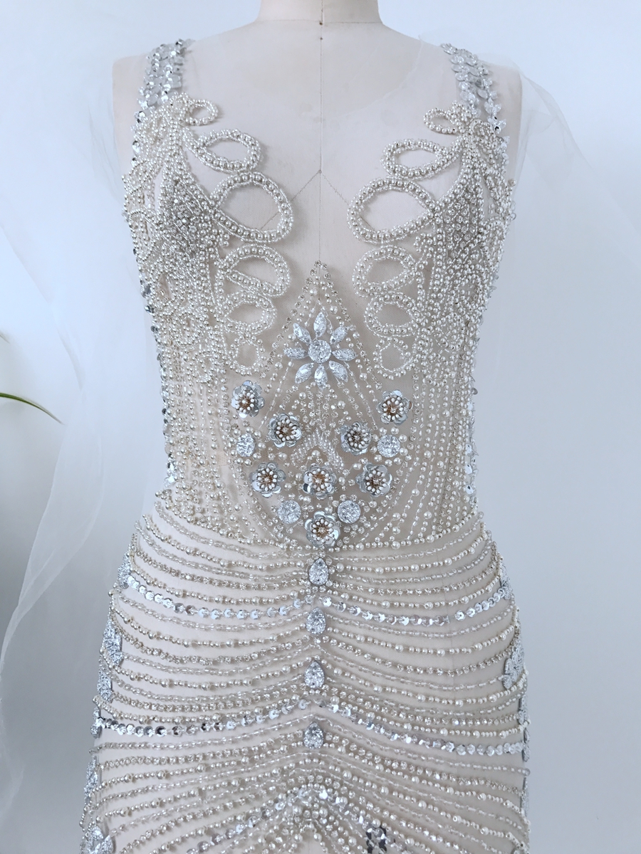 rhinestone beaded wedding dress Sparkle Beaded Wedding Dress Ball Gown Long Sleeves  Lisposa