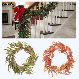 Guirlande de feuilles de saule artificielles facile à obtenir, 200 cm, avec lumières, décoration murale, style bouquet de fleurs en soie A B C D - Product Image 4