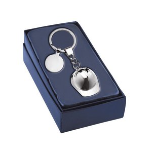 Portachiavi in metallo personalizzato con casco e gettone 30mm in acciaio inox moschettone Offset e stampa UV - Product Image 2